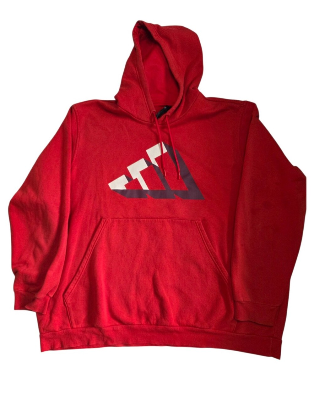 adidas Red Hoodie with Geometric Logo